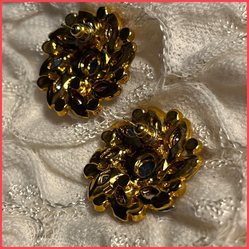 Multicolored Rhinestone Earrings - Picture 4 of 4